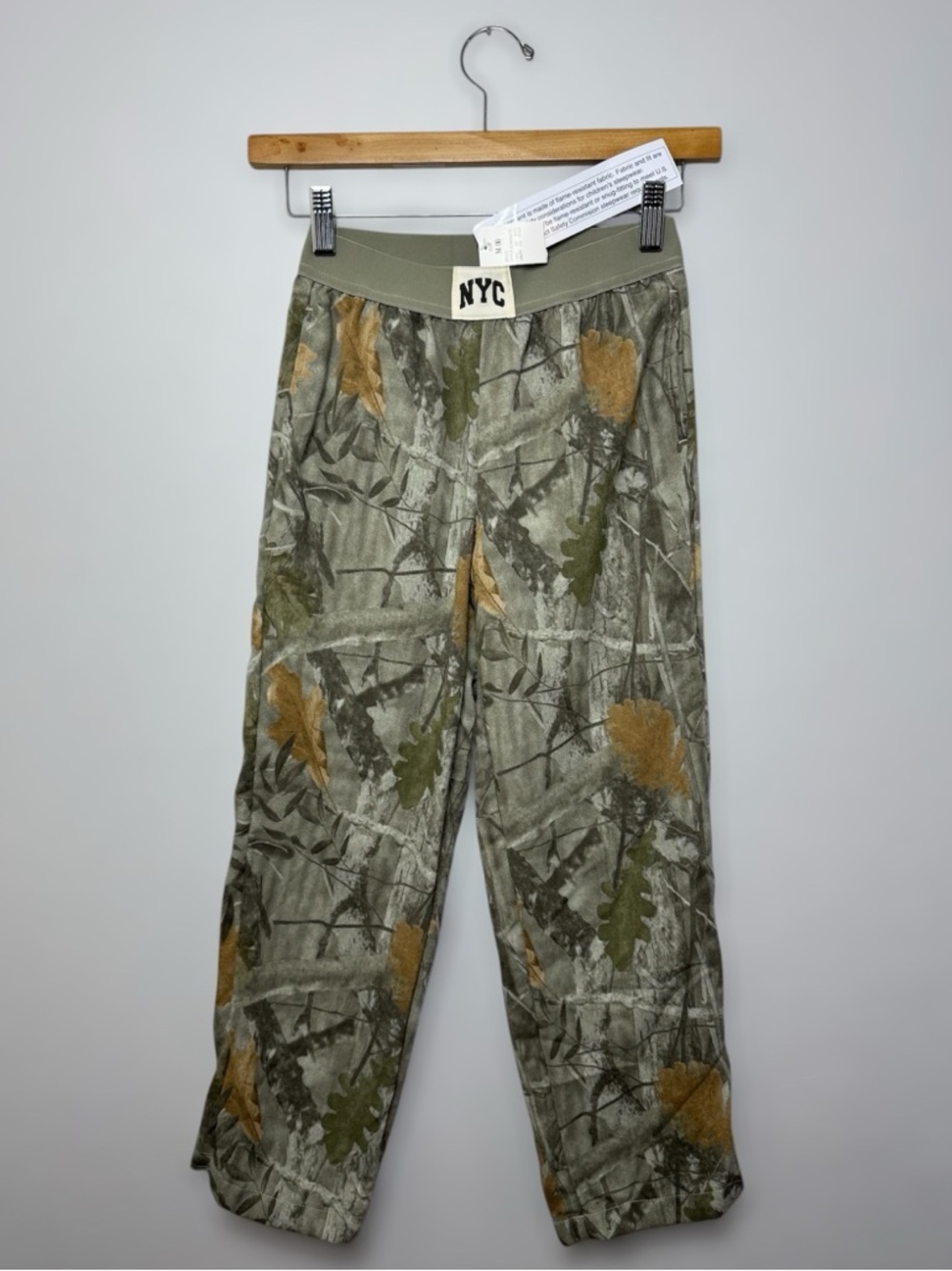 New NYC Kids Camouflage Pajama Pants in Olive and Tan
